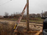 Setup for driving ground rods. 4- 8ft rods are coupled together and driven to a depth of 32feet.