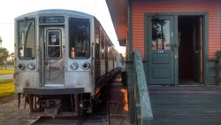 2243-2244 at their first home on the west track of the 50th Avenue "L" station.  Photo by Nick Espevik
