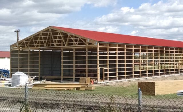 Railroad equipment storage barn under construction at IRM