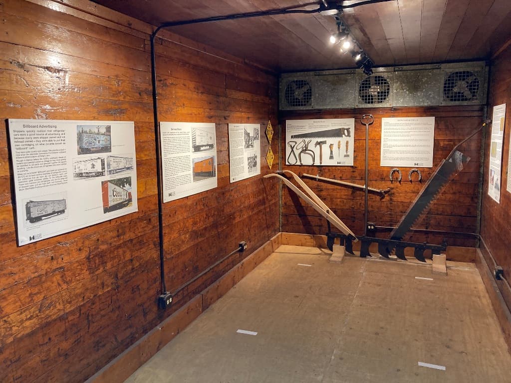 Freight Train Exhibit at IRM - interior of refrigerated boxcar, or reefer