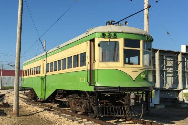 Illinois Terminal interurban car 101 at the Illinois Railway Museum