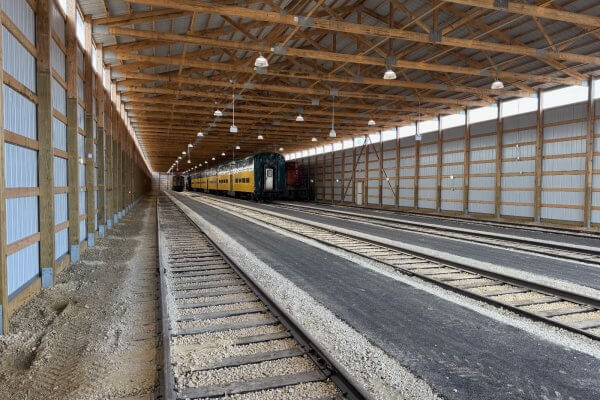 Interior view of Barn 15 shortly after completion at the Illinois Railway Museum.
