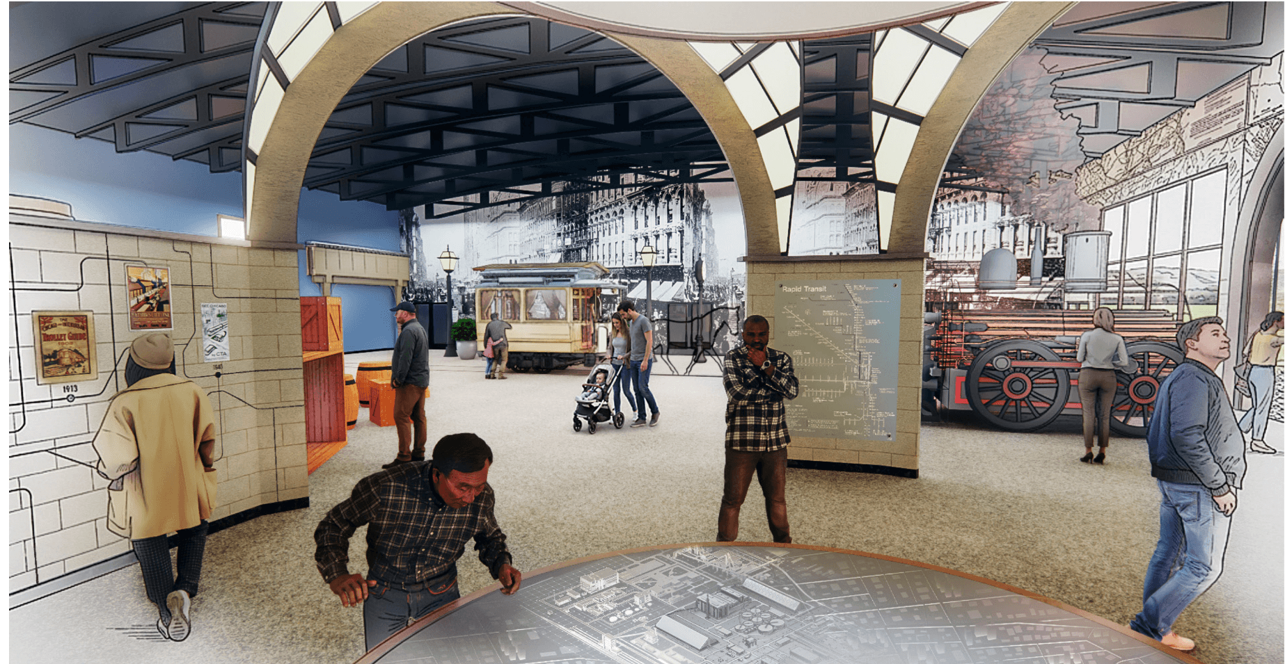 Interior Rendering of the Visitor Center exhibit space"