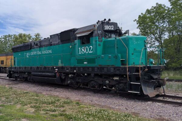 Will County Coal Handling SD20 1802 upon arrival at the Illinois Railway Museum on June 3, 2026.
